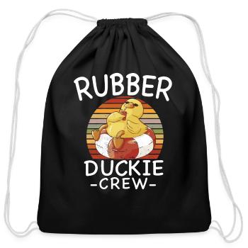 Rubber Duck Yellow Duckie Crew Bath Ducks Duckling - Cotton Drawstring Bag - black - Front