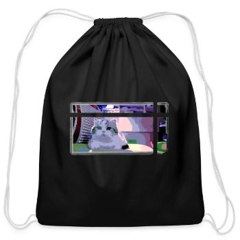 Cat Model - Cotton Drawstring Bag - black - Front