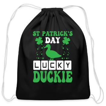 St. Patrick's day lucky duckie - Cotton Drawstring Bag - black - Front