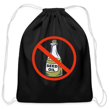 Anti Seed Oils T Shirt - Cotton Drawstring Bag - black - Front