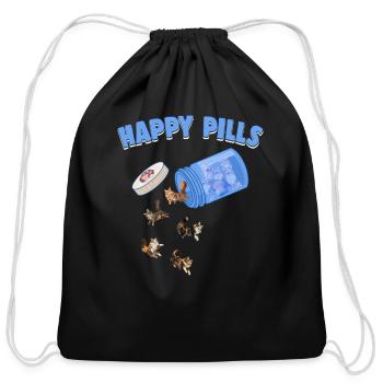 Happy Pills Maine Cat Funny Kitten Lover Pharmacy - Cotton Drawstring Bag - black - Front