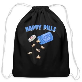 Happy Pills Siamese Cat Funny Kitten Lover Feline - Cotton Drawstring Bag - black - Front