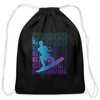 Kitesurfen Kite Surfing Kitesurfing - Cotton Drawstring Bag - black - Front