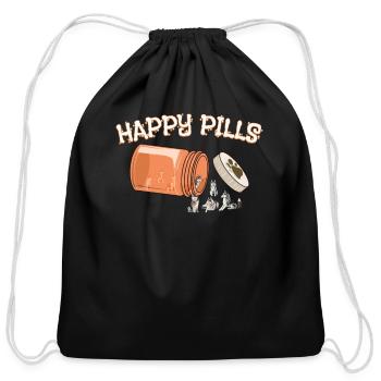 Happy Pills Siberian Husky Funny Dog Lover Humor - Cotton Drawstring Bag - black - Front