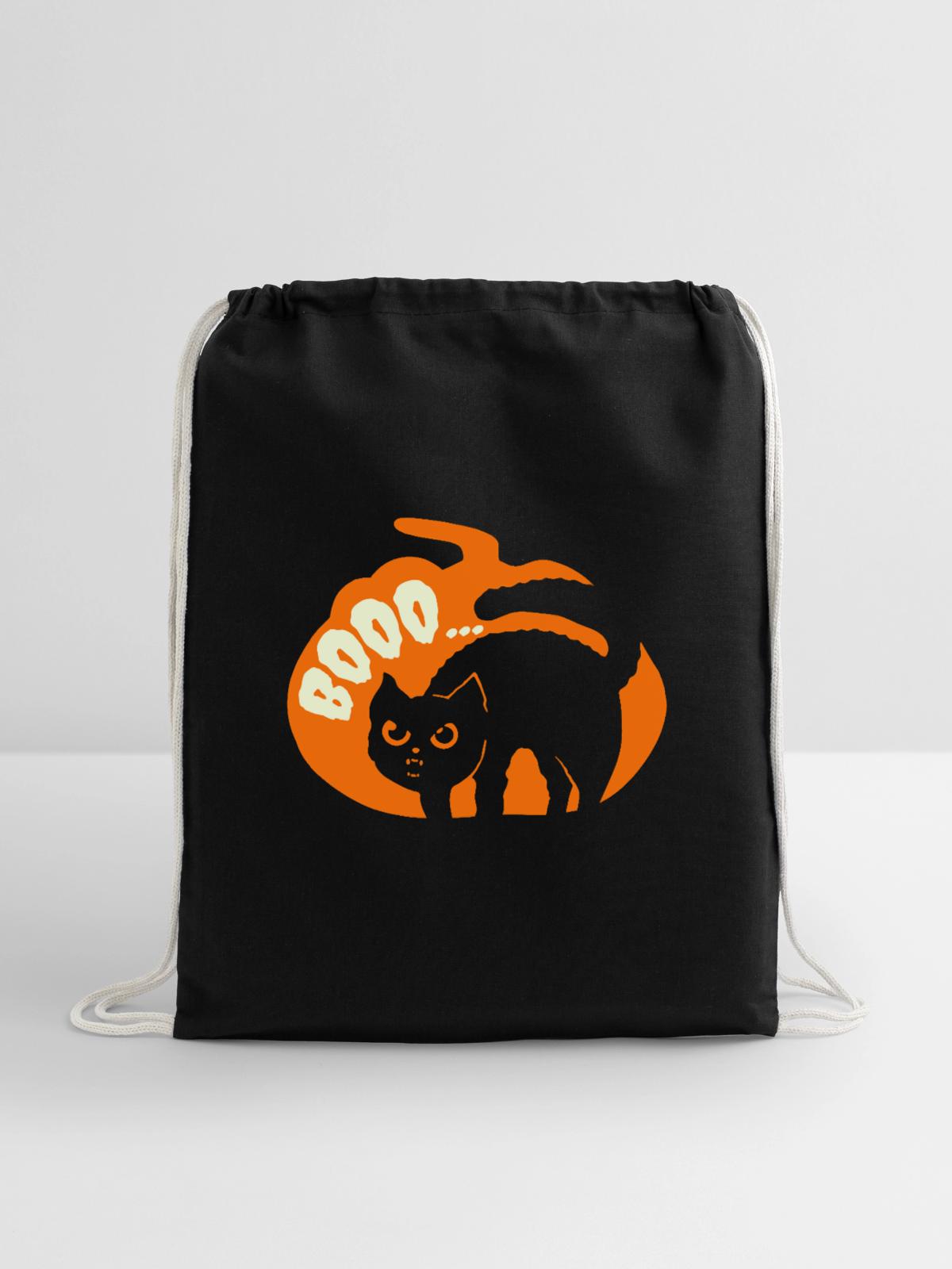 Cat Funny - Cotton Drawstring Bag - black - Front