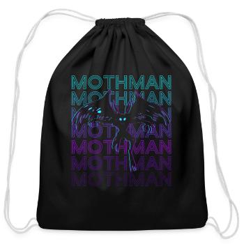 Mothman Cryptid Cryptozoology Retro T Shirt - Cotton Drawstring Bag - black - Front