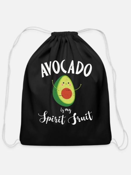 Vegan Vegan Vegetarian Avocado - Cotton Drawstring Bag - black