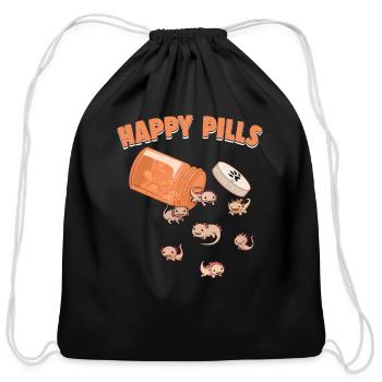 Happy Pills Axolotl Funny Axolotls Lover Humor Pun - Cotton Drawstring Bag - black - Front