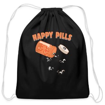 Happy Pills Skunk Funny Skunks Lover Humor Pun - Cotton Drawstring Bag - black - Front