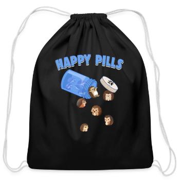 Happy Pills Hedghogs Funny Whimsical Hedgehog Love - Cotton Drawstring Bag - black - Front
