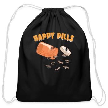 Happy Pills African Fat-Tailed Gecko Funny Lizard - Cotton Drawstring Bag - black - Front