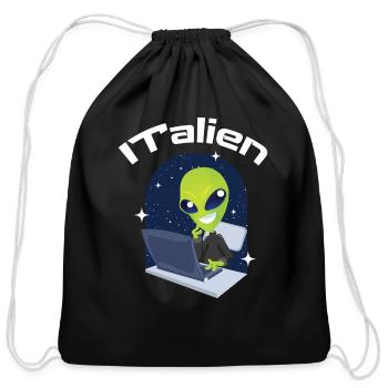 ITalien Alien Computer Scientist Hacker - Cotton Drawstring Bag - black - Front