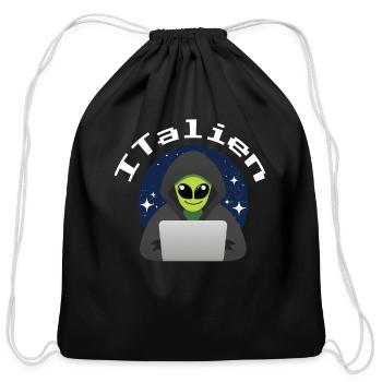 ITalien Alien Computer Scientist Hacker - Cotton Drawstring Bag - black - Front