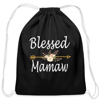 Blessed Mamaw Long Sleeve Shirt Mothers Day - Cotton Drawstring Bag - black - Front