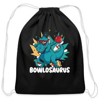 Bowlosaurus Dinosaur Paleontology Prehistoric Dino - Cotton Drawstring Bag - black - Front
