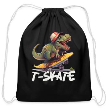 T-Skate Dinosaur Paleontology Prehistoric Dino - Cotton Drawstring Bag - black - Front