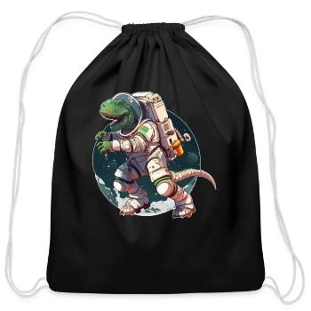 Astronaut Dinosaur Paleontology Prehistoric Dino - Cotton Drawstring Bag - black - Front