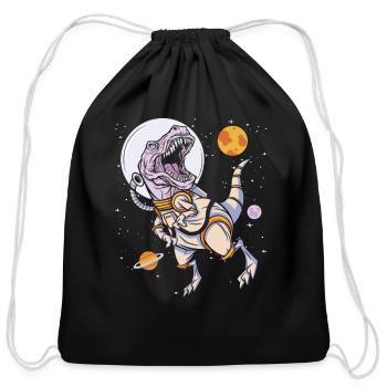 Astronaut Dinosaur Paleontology Prehistoric Dino - Cotton Drawstring Bag - black - Front