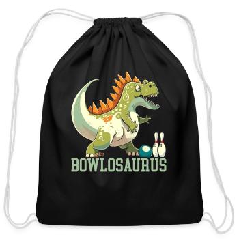Bowlosaurus Dinosaur Paleontology Prehistoric Dino - Cotton Drawstring Bag - black - Front