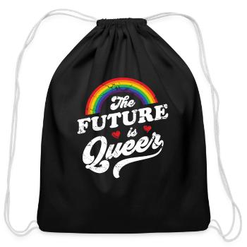 The Future Is Queer - Cotton Drawstring Bag - black - Front