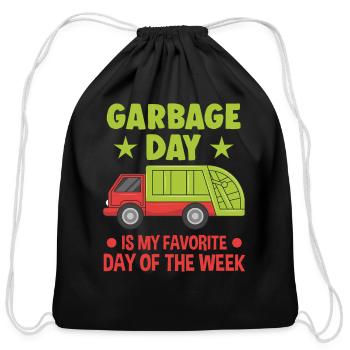 Garbage Day Fan Garbage Truck - Cotton Drawstring Bag - black - Front