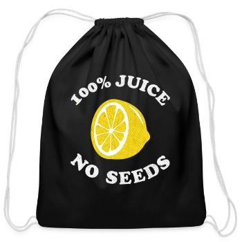 100 Percent Juice No Seeds Vasectomy Essential - Cotton Drawstring Bag - black - Front