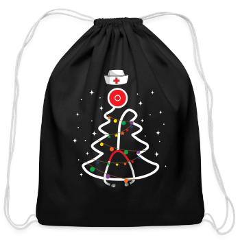 Nurse Stethoscope Tree Nurse - Cotton Drawstring Bag - black - Front
