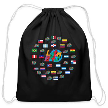 The Global Latin Factor Multi Latino Flags - Cotton Drawstring Bag - black - Front