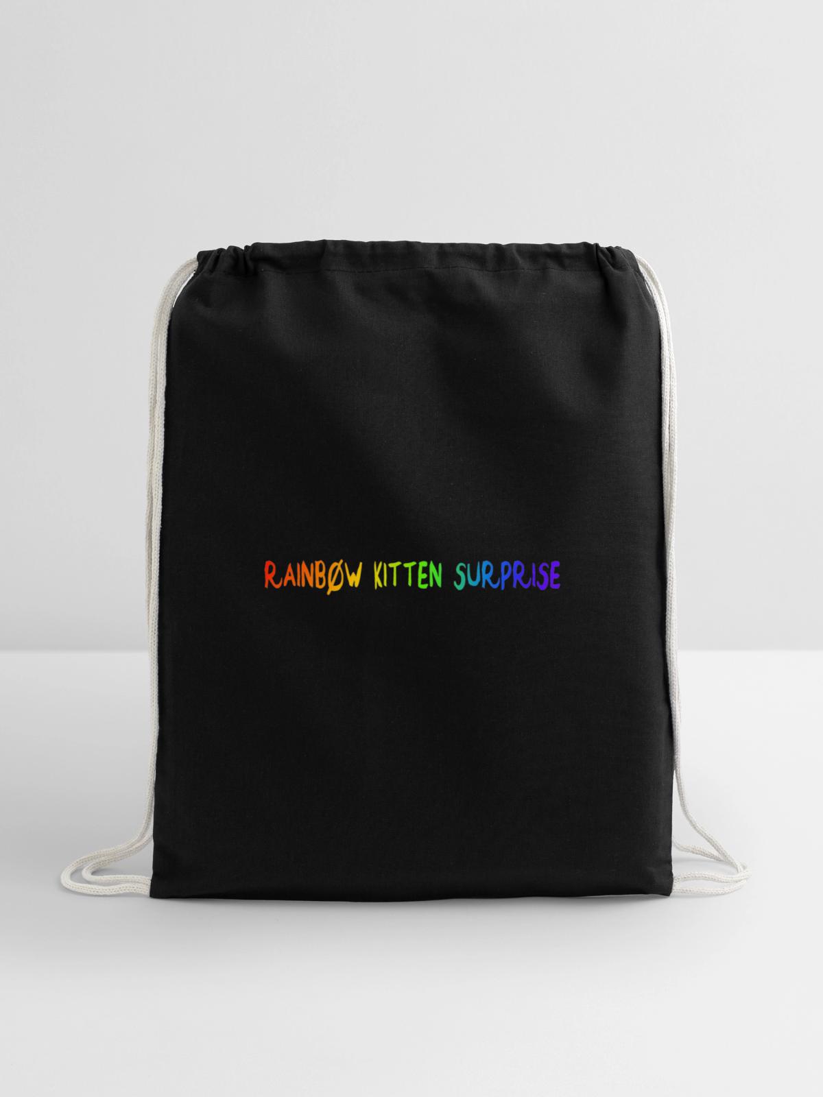 rainbow kitten surprise - Cotton Drawstring Bag - black - Front