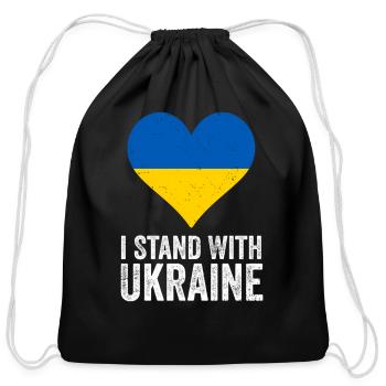 I Stand With Ukraine Stop Putin Stop War Support U - Cotton Drawstring Bag - black - Front