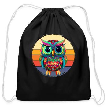 Street art owl for a Street art fans artists - Cotton Drawstring Bag - black - Front