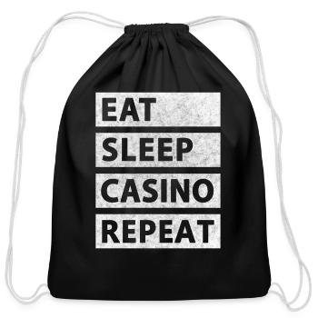 Eat Sleep Casino Repeat Casino Gambler - Cotton Drawstring Bag - black - Front
