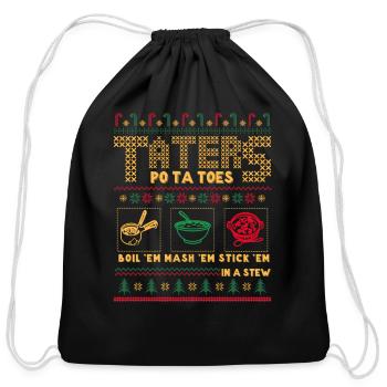 Taters Potatoes Ugly - Cotton Drawstring Bag - black - Front