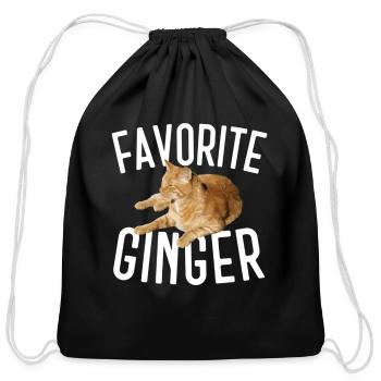 Favorite Ginger Tabby Cat - Cotton Drawstring Bag - black - Front