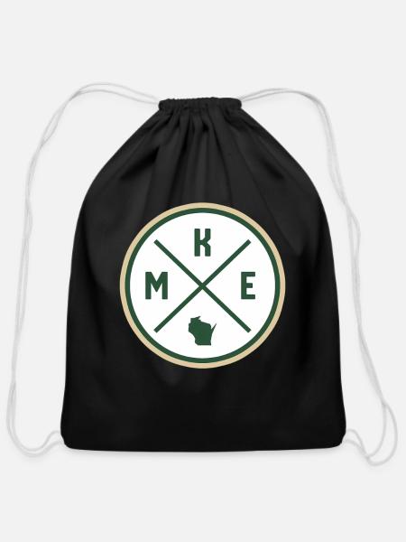 Milwaukee Circle Patch Green - Cotton Drawstring Bag - black