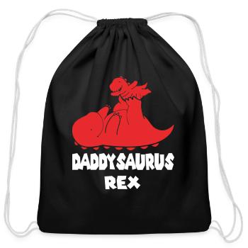 Daddysaurus Rex - Cotton Drawstring Bag - black - Front