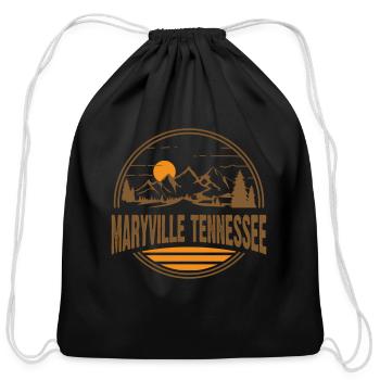Maryville Tennessee Mountain Hiking Print - Cotton Drawstring Bag - black - Front