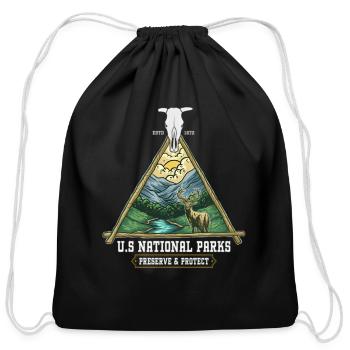 Us National Par Preserve And Protect - Outdoor - Cotton Drawstring Bag - black - Front