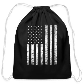 White Vertical American Flag Usa - Cotton Drawstring Bag - black - Front