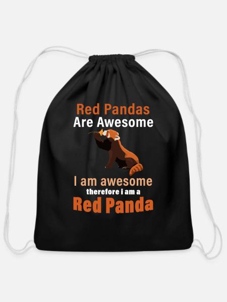 Red Panda Shirt Red Panda Lover - Cotton Drawstring Bag - black