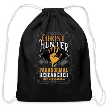 Paranormal Researcher Investigator Ghost Her - Cotton Drawstring Bag - black - Front