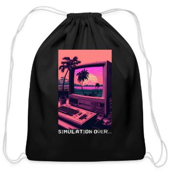Simulation Over Retro Computer Monitor Vaporwave A - Cotton Drawstring Bag - black - Front