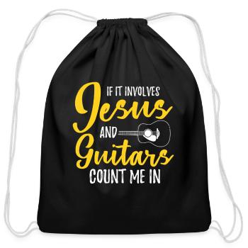 If It Involves Jesus And Guitars Count Me In - Cotton Drawstring Bag - black - Front