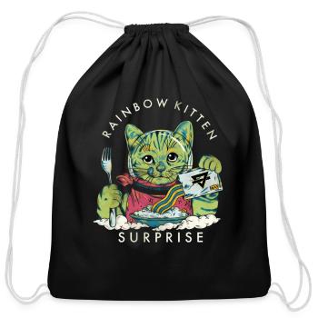 Rainbow Kitten Surprise - Cotton Drawstring Bag - black - Front