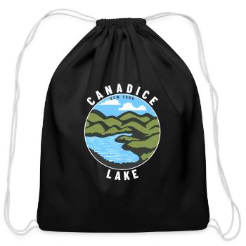 Canadice Lake New York Ny Badge Vacation - Cotton Drawstring Bag - black - Front
