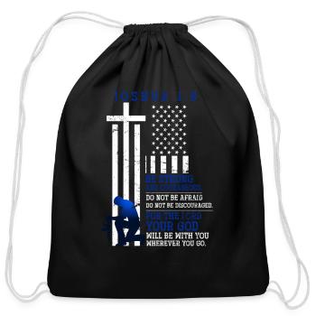 Holy Bible Verse Us Flag American Christian Prayer - Cotton Drawstring Bag - black - Front