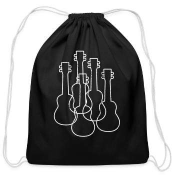 Ukuleles Drawing Ukulele Player - Cotton Drawstring Bag - black - Front
