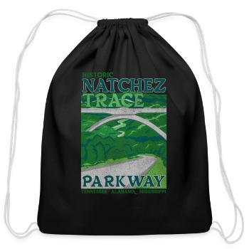Natchez Trace Parkway - Cotton Drawstring Bag - black - Front
