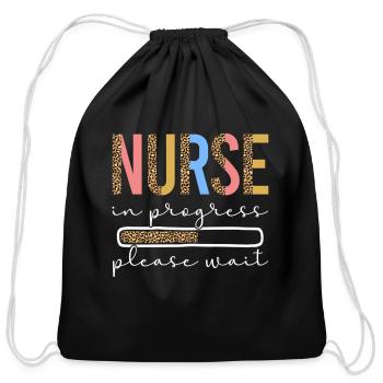 Nurse In Progress Leopard Future Nurse Nursing - Cotton Drawstring Bag - black - Front