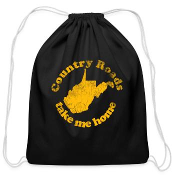Cory Roads West Virginia Take Me Home Wv Home - Cotton Drawstring Bag - black - Front